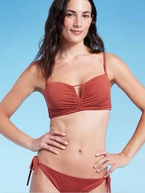 Shade & Shore Burnt Orange Bikini Top 36B and Medium Bottom Set NWOT
